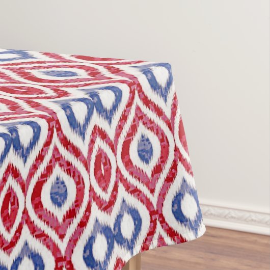 Nappe Tuile d'Ikat en rouge et bleu (In Situ)