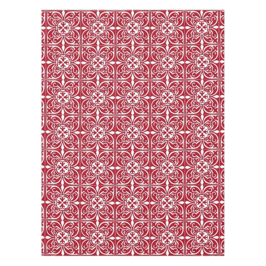 Nappe Tuiles marocaines - rouge foncé et blanc (Devant)