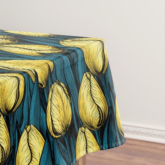 Nappe Tulières jaunes avec feuilles bleus (In Situ)