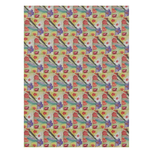Nappe Tulipes Abstraites et fleurs de printemps (Devant)