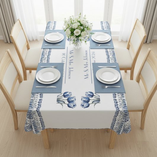 Nappe Tulipes dans Delft Blue personnalisable