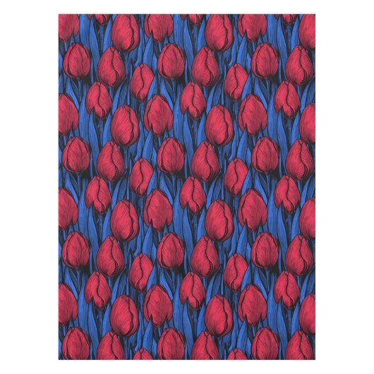Nappe Tulipes en rouge et bleu (Devant)