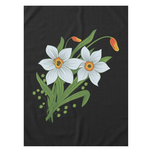 Nappe Tulipes et jonquilles Fleurs Fond noir (Devant)