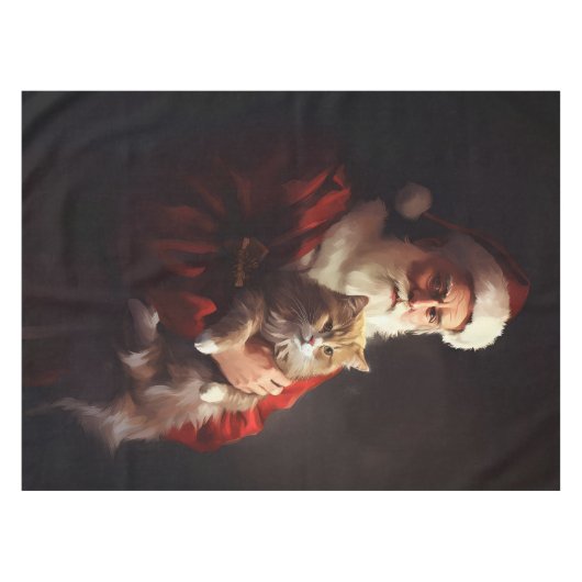 Nappe Turc Angora Chat Santa Claus Festif Noël (Devant (Horizontal))