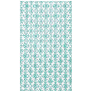 Nappe Turquoise Aqua et Blanc Fancy Floral Damassé
