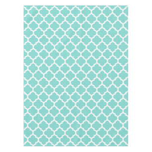Nappe Turquoise Aqua Wht Moroccan Quatrefoil Pattern #5