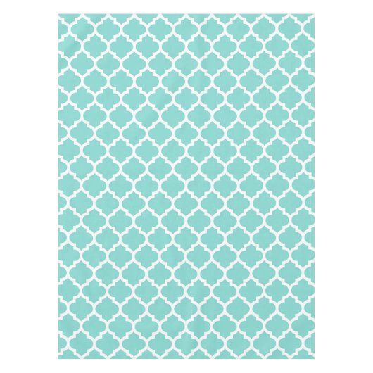 Nappe Turquoise Aqua Wht Moroccan Quatrefoil Pattern #5 (Devant)