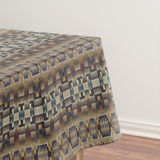 Nappe Turquoise bleu gris Tan Taupe Brown Motif d'art tr (In Situ)