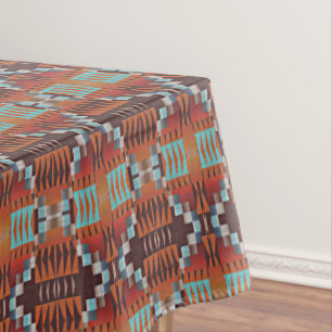 Nappe Turquoise Bleu Rouille Orange Rouge Brun Art Triba
