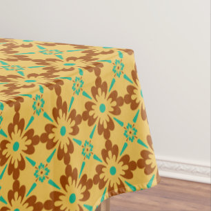 Nappe Turquoise Brown Jaune Motif Carrelage espagnol
