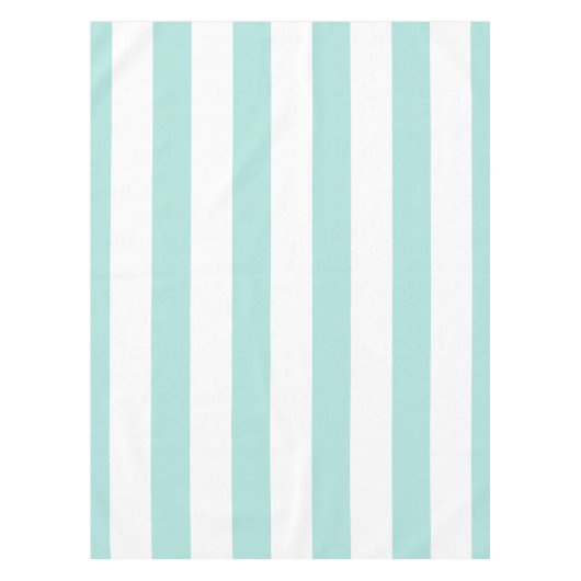 Nappe Turquoise clair et blanc Large Horizontal rayé (Devant)