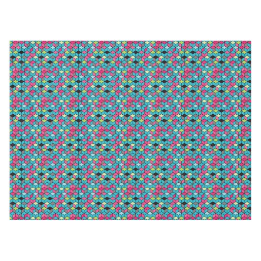 Nappe Turquoise et motif rose de cube (Devant (Horizontal))