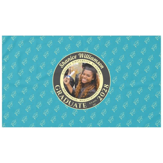 Nappe Turquoise Modern Graduation Photo Cap Pattern (Devant (Horizontal))
