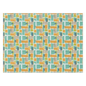 Nappe Turquoise Orange Green Carré Starburst Mid Mod (Devant (Horizontal))