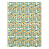 Nappe Turquoise Orange Green Carré Starburst Mid Mod (Devant)