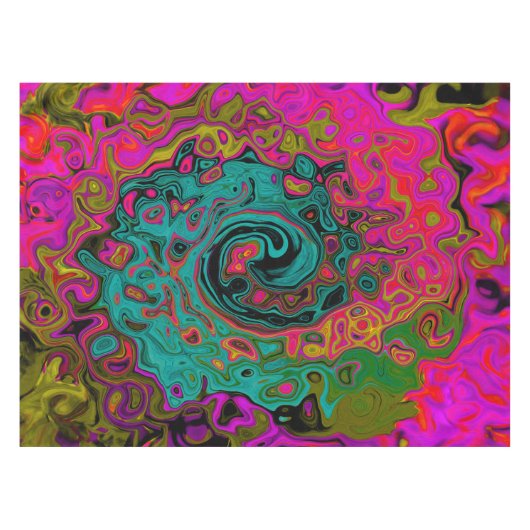 Nappe Turquoise Tripant Abstrait Rétro Tourbillon Liquid (Devant (Horizontal))