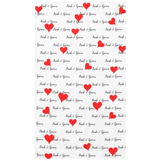Nappe Typographie de la mariée Coeurs rouges (Devant)