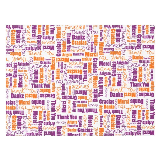 Nappe Typographie multilingue du Merci orange violet (Devant (Horizontal))
