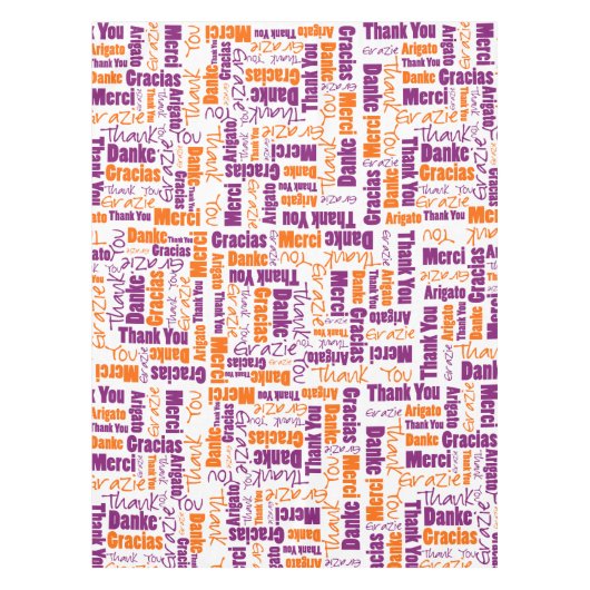 Nappe Typographie multilingue du Merci orange violet (Devant)
