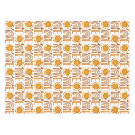Nappe Un 1er anniversaire aquarelle soleil et arc-en-cie (Devant (Horizontal))