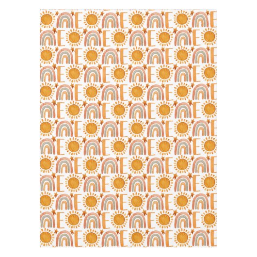 Nappe Un 1er anniversaire aquarelle soleil et arc-en-cie (Devant)