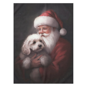 Nappe Un caniche au Père Noël Festif