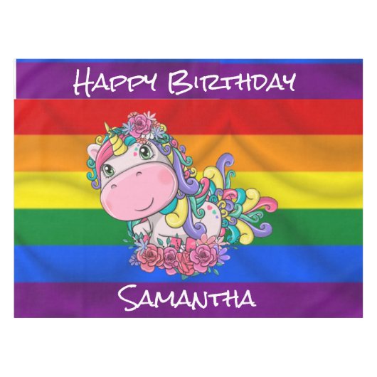 Nappe Unicorn Anniversaire Rainbow Tablecloth (Devant (Horizontal))