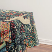 Nappe UNICORN ET DAME JOUER ORGE, ANIMAUX Rouge Vert T (In Situ)