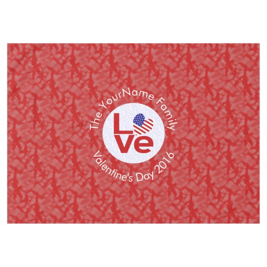 Nappe USA Flag Heart Red LOVE (Devant (Horizontal))