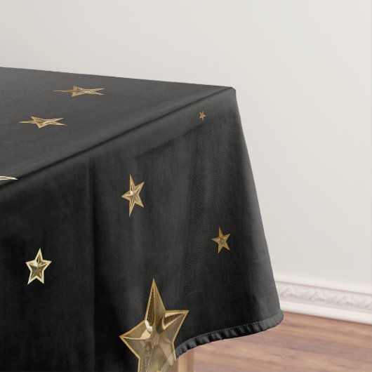Nappe Vacances Black et Gold Faux Metal Christmas Stars (In Situ)