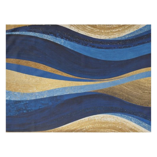 Nappe Vagues bleues et or (Devant (Horizontal))