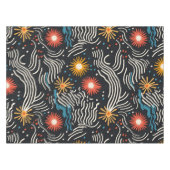 Nappe Vagues florales Abstraites sur noir (Devant (Horizontal))