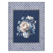 Nappe Vase floral élégant Monogramme de chinoiserie bleu (Devant)