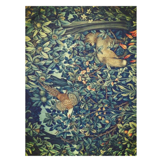 Nappe VERDURE,ANIMAUX FORESTIERS Faisant,Fox,Flore verte (Devant)