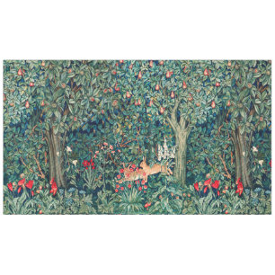 Nappe VERDURE, Hares d'ANIMAUX FORESTIERS, Vert Floral