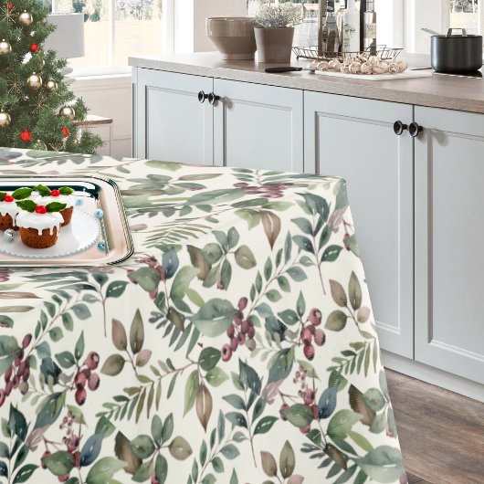 Nappe Verdure hivernale et baies Noël rustique