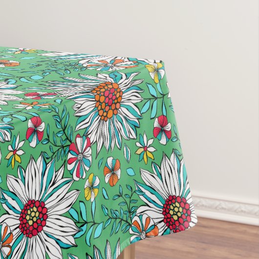 Nappe Vert blanc Jaune Orange Rouge Fleurs de marguerite (In Situ)