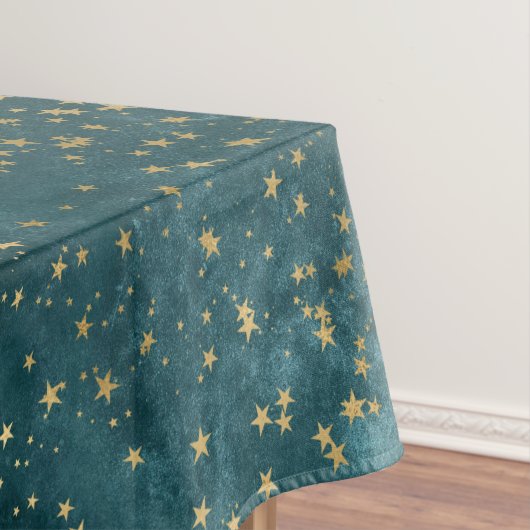 Nappe Vert bleu nuit ciel turquoise or étoile motif (In Situ)