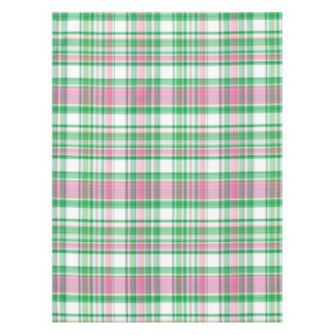 Nappe Vert émeraude, Rose Chaud, Madras blanc Preppy Pla