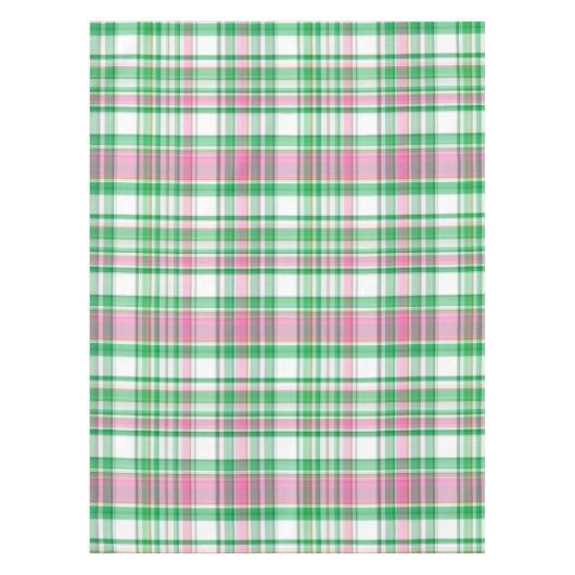 Nappe Vert émeraude, Rose Chaud, Madras blanc Preppy Pla (Devant)