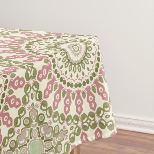 Nappe Vert et Rose Mandala Vintage Motif bohème (In Situ)