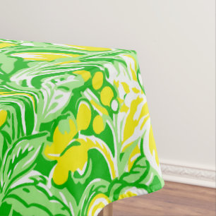Nappe Vert floral jaune / Motif floral prépa printemps