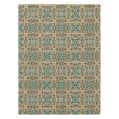 Nappe Vert moutarde floral Azulejos motif géométrique (Devant)