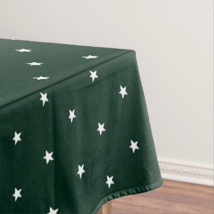 Nappe Vert pâté foncé moderne blanc étoiles vacances mot