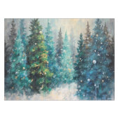 Nappe Vert Sapins de Noël Forêt d'Hiver (Devant (Horizontal))