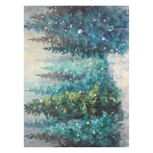 Nappe Vert Sapins de Noël Forêt d'Hiver (Devant)