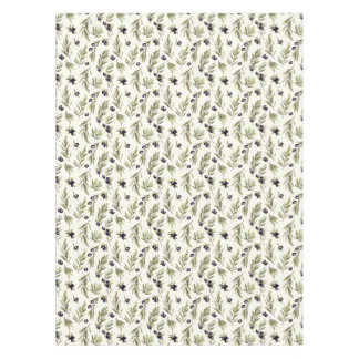 Nappe Vert sauge aquarelle motif olivier campagne frança