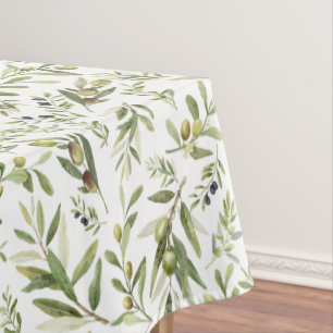 Nappe Vert sauge aquarelle olives chic campagne français
