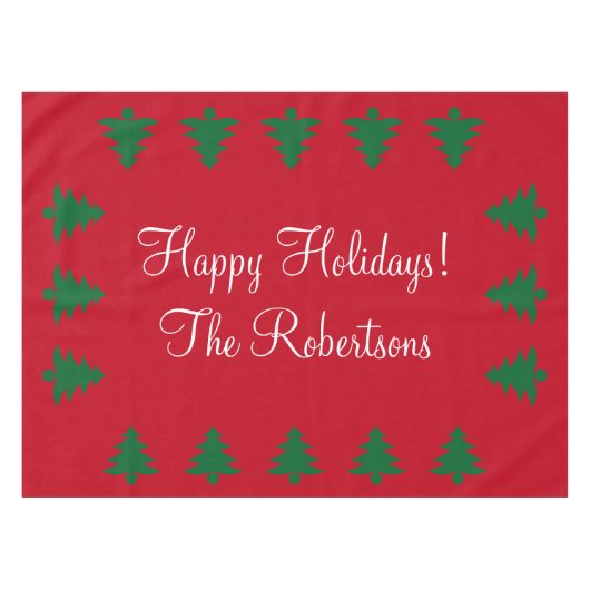 Nappe verte rouge personnalisée d'arbre de Noël (Devant (Horizontal))