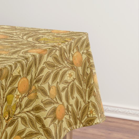 Nappe Victorian Era Orange Fruit Blossoms Oiseaux Motif (In Situ)